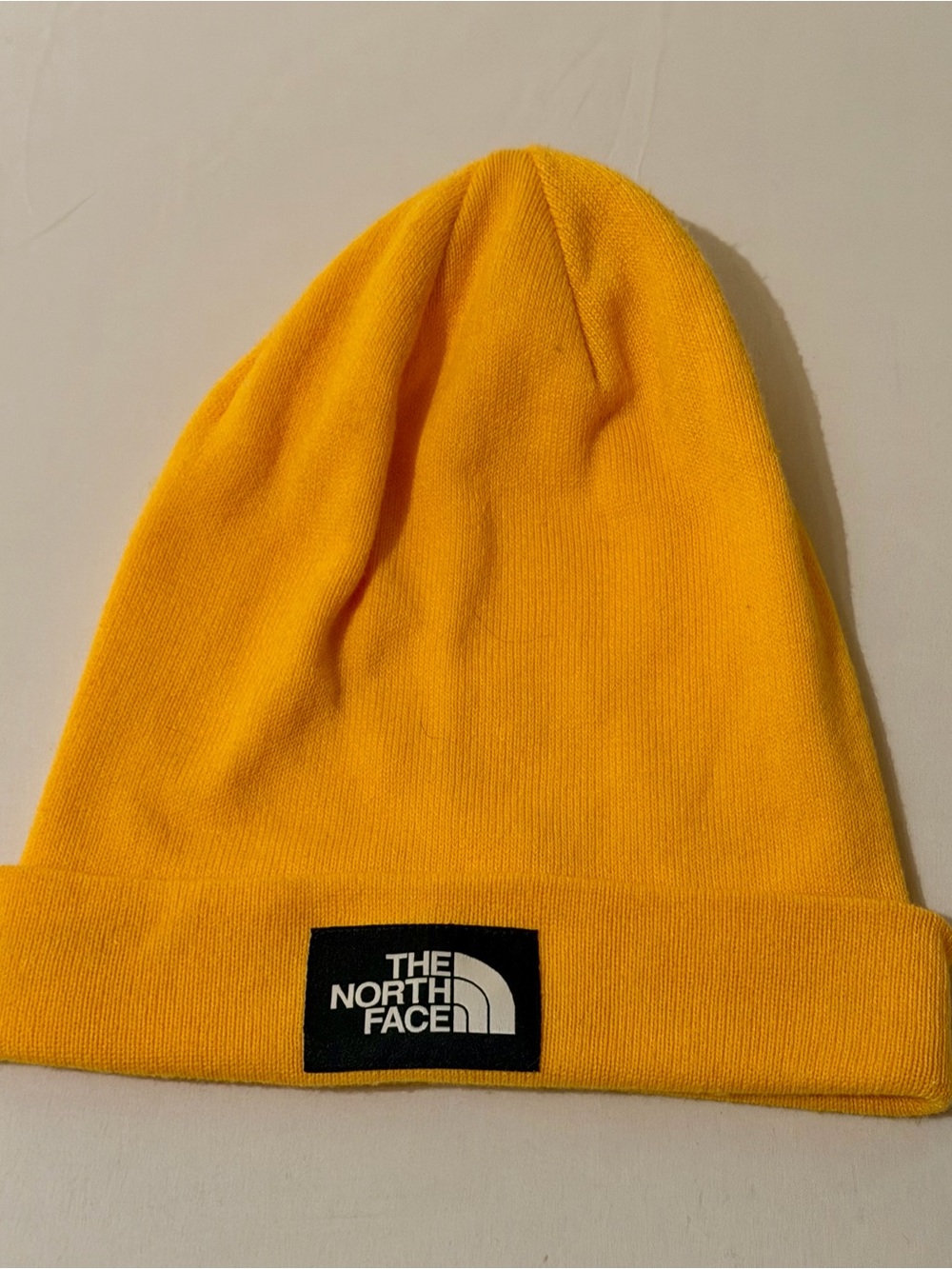 The North Face Unisex Knit Beanie Yellow One Size Logo Winter Hat NWOT